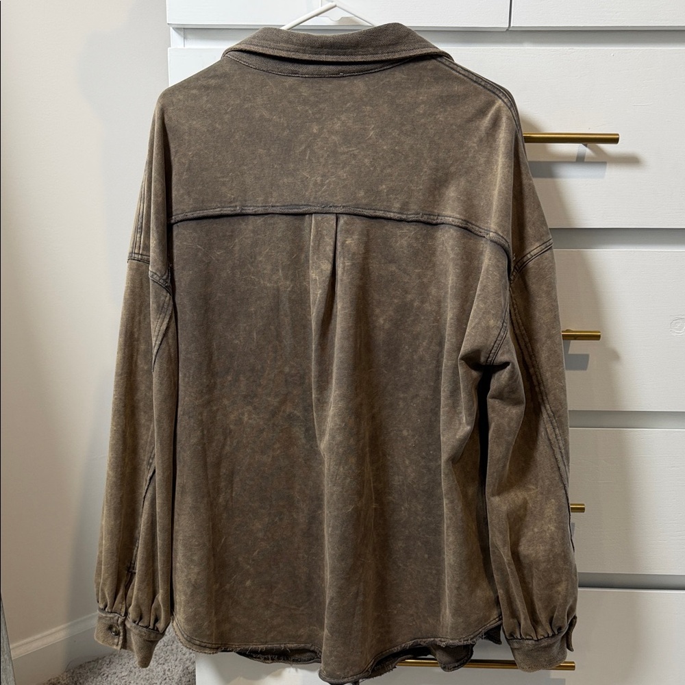 Casual Brown Button Down Shirt for Women - Picture 3 of 3